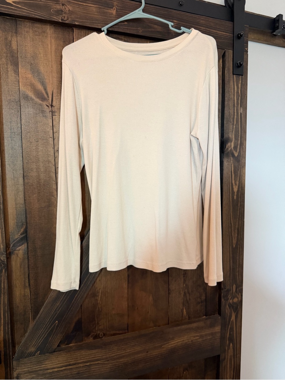 a new day Lightweight Long-Sleeve Crewneck Top in Pale Cream